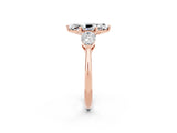 Rose gold Three-Stone Marquise Cut Moissanite Ring with Pear Side Stones and Four-Prong Setting_2