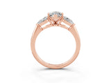 Rose gold Three-Stone Marquise Cut Moissanite Ring with Pear Side Stones and Four-Prong Setting_3