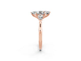 Rose gold Three-Stone Marquise Cut Moissanite Ring with Pear  Side Stones in Four-Prong Setting_14