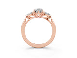 Rose gold Three-Stone Marquise Cut Moissanite Ring with Pear  Side Stones in Four-Prong Setting_15