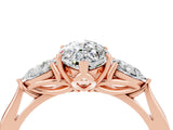 Rose gold Three-Stone Marquise Cut Moissanite Ring with Pear  Side Stones in Four-Prong Setting_16