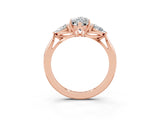 Rose gold Three-Stone Marquise Cut Moissanite Ring with Pear  Side Stones in Four-Prong Setting_39