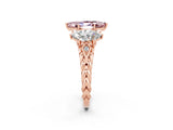 Rose gold Three-Stone Marquise Cut Morganite Braided Band Ring with Four-Prong Setting_14