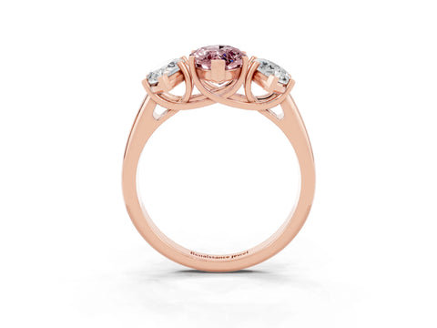 Rose gold Three-Stone Marquise Cut Morganite Engagement Ring with Prong Setting_3