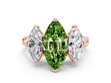 Rose gold Three-Stone Marquise Cut Peridot Braided Band Ring with Four-Prong Setting_12