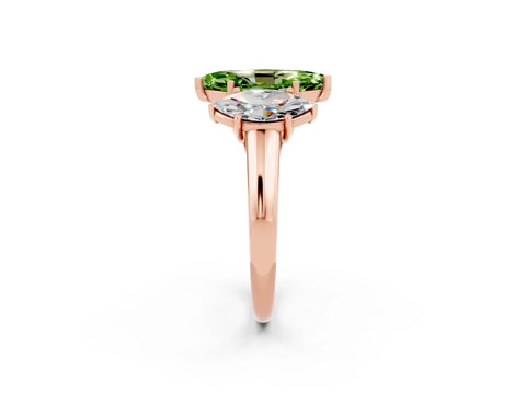 Rose gold Three-Stone Marquise Cut Peridot Engagement Ring with Prong Setting_2