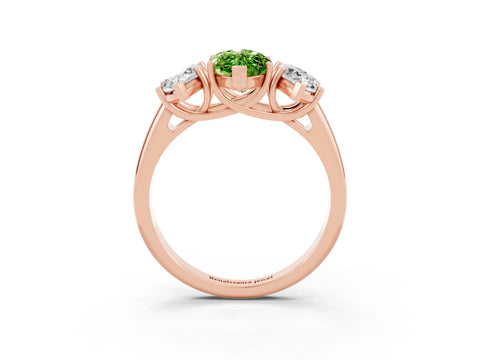 Rose gold Three-Stone Marquise Cut Peridot Engagement Ring with Prong Setting_3