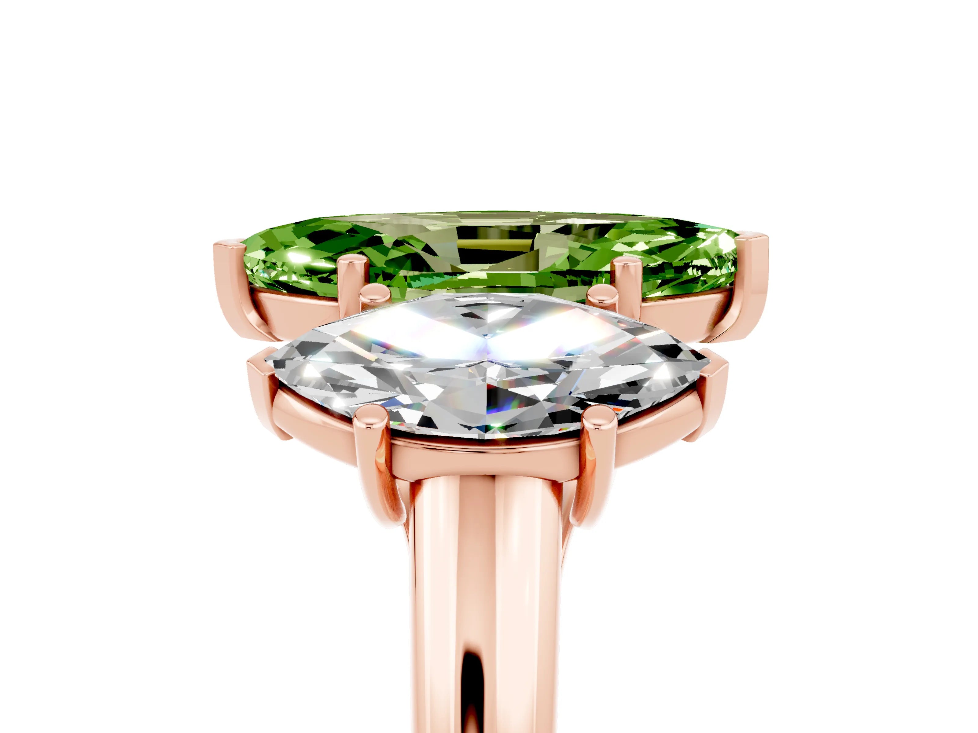 Rose gold Three-Stone Marquise Cut Peridot Engagement Ring with Prong Setting_5