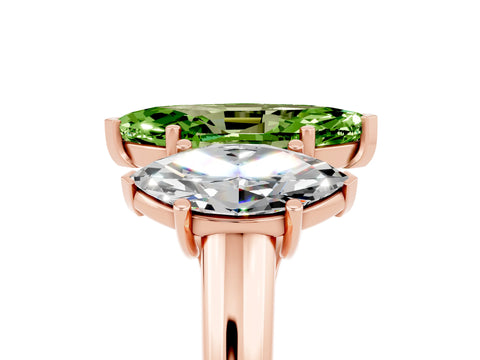 Rose gold Three-Stone Marquise Cut Peridot Engagement Ring with Prong Setting_5