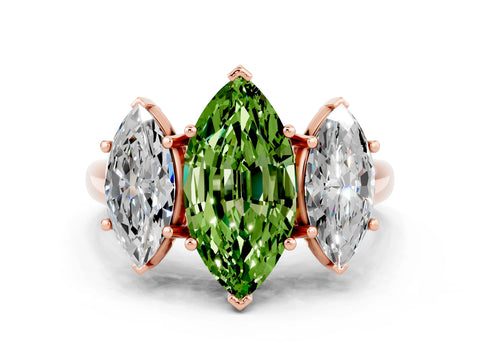 Rose gold Three-Stone Marquise Cut Peridot Engagement Ring with Prong Setting