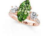 Rose gold Three-Stone Marquise Cut Peridot Pavé Band with Four-Prong Setting_1