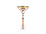 Rose gold Three-Stone Marquise Cut Peridot Pavé Band with Four-Prong Setting_2
