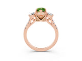 Rose gold Three-Stone Marquise Cut Peridot Pavé Band with Four-Prong Setting_3