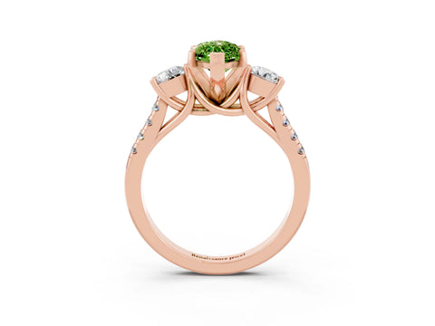 Rose gold Three-Stone Marquise Cut Peridot Pavé Band with Four-Prong Setting_3