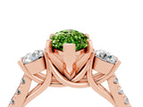 Rose gold Three-Stone Marquise Cut Peridot Pavé Band with Four-Prong Setting_4