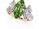 Rose gold Three-Stone Marquise Cut Peridot Ring with Pavé Band and Prong Setting_13
