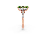 Rose gold Three-Stone Marquise Cut Peridot Ring with Pavé Band and Prong Setting_14