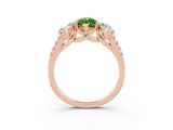 Rose gold Three-Stone Marquise Cut Peridot Ring with Pavé Band and Prong Setting_15