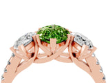 Rose gold Three-Stone Marquise Cut Peridot Ring with Pavé Band and Prong Setting_16