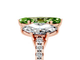 Rose gold Three-Stone Marquise Cut Peridot Ring with Pavé Band and Prong Setting_17