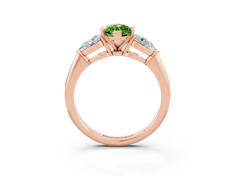 Rose gold Three-Stone Marquise Cut Peridot Ring with Pear Side Stones and Four-Prong Setting_3