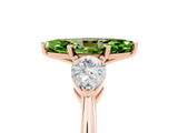 Rose gold Three-Stone Marquise Cut Peridot Ring with Pear Side Stones and Four-Prong Setting_5