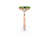 Rose gold Three-Stone Marquise Cut Peridot Ring with Pear  Side Stones in Four-Prong Setting_14