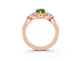 Rose gold Three-Stone Marquise Cut Peridot Ring with Pear  Side Stones in Four-Prong Setting_15