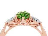 Rose gold Three-Stone Marquise Cut Peridot Ring with Pear  Side Stones in Four-Prong Setting_16