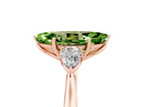 Rose gold Three-Stone Marquise Cut Peridot Ring with Pear  Side Stones in Four-Prong Setting_17