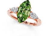 Rose gold Three-Stone Marquise Cut Peridot Ring with Pear  Side Stones in Four-Prong Setting_37