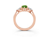 Rose gold Three-Stone Marquise Cut Peridot Ring with Pear  Side Stones in Four-Prong Setting_39