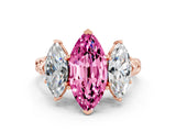 Rose gold Three-Stone Marquise Cut Pink Sapphire Braided Band Ring with Four-Prong Setting_36