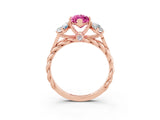 Rose gold Three-Stone Marquise Cut Pink Sapphire Braided Band Ring with Four-Prong Setting_39