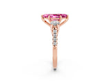 Rose gold Three-Stone Marquise Cut Pink Sapphire Pavé Band with Four-Prong Setting_26