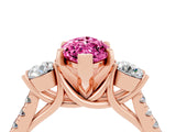 Rose gold Three-Stone Marquise Cut Pink Sapphire Pavé Band with Four-Prong Setting_28
