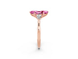 Rose gold Three-Stone Marquise Cut Pink Sapphire Ring with Pear  Side Stones in Four-Prong Setting_14