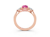 Rose gold Three-Stone Marquise Cut Pink Sapphire Ring with Pear  Side Stones in Four-Prong Setting_15