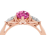 Rose gold Three-Stone Marquise Cut Pink Sapphire Ring with Pear  Side Stones in Four-Prong Setting_16