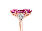 Rose gold Three-Stone Marquise Cut Pink Sapphire Ring with Pear  Side Stones in Four-Prong Setting_17