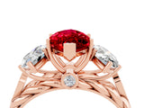 Rose gold Three-Stone Marquise Cut Ruby Braided Band Ring with Four-Prong Setting_16