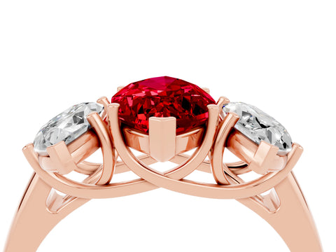Rose gold Three-Stone Marquise Cut Ruby Engagement Ring with Prong Setting_4