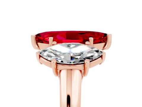 Rose gold Three-Stone Marquise Cut Ruby Engagement Ring with Prong Setting_5