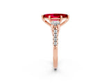 Rose gold Three-Stone Marquise Cut Ruby Pavé Band with Four-Prong Setting_2