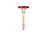 Rose gold Three-Stone Marquise Cut Ruby Ring with Pear Side Stones and Four-Prong Setting_2