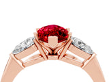 Rose gold Three-Stone Marquise Cut Ruby Ring with Pear Side Stones and Four-Prong Setting_4