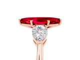 Rose gold Three-Stone Marquise Cut Ruby Ring with Pear Side Stones and Four-Prong Setting_5
