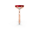 Rose gold Three-Stone Marquise Cut Ruby Ring with Pear  Side Stones in Four-Prong Setting_14