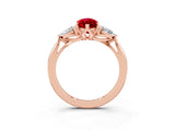 Rose gold Three-Stone Marquise Cut Ruby Ring with Pear  Side Stones in Four-Prong Setting_39