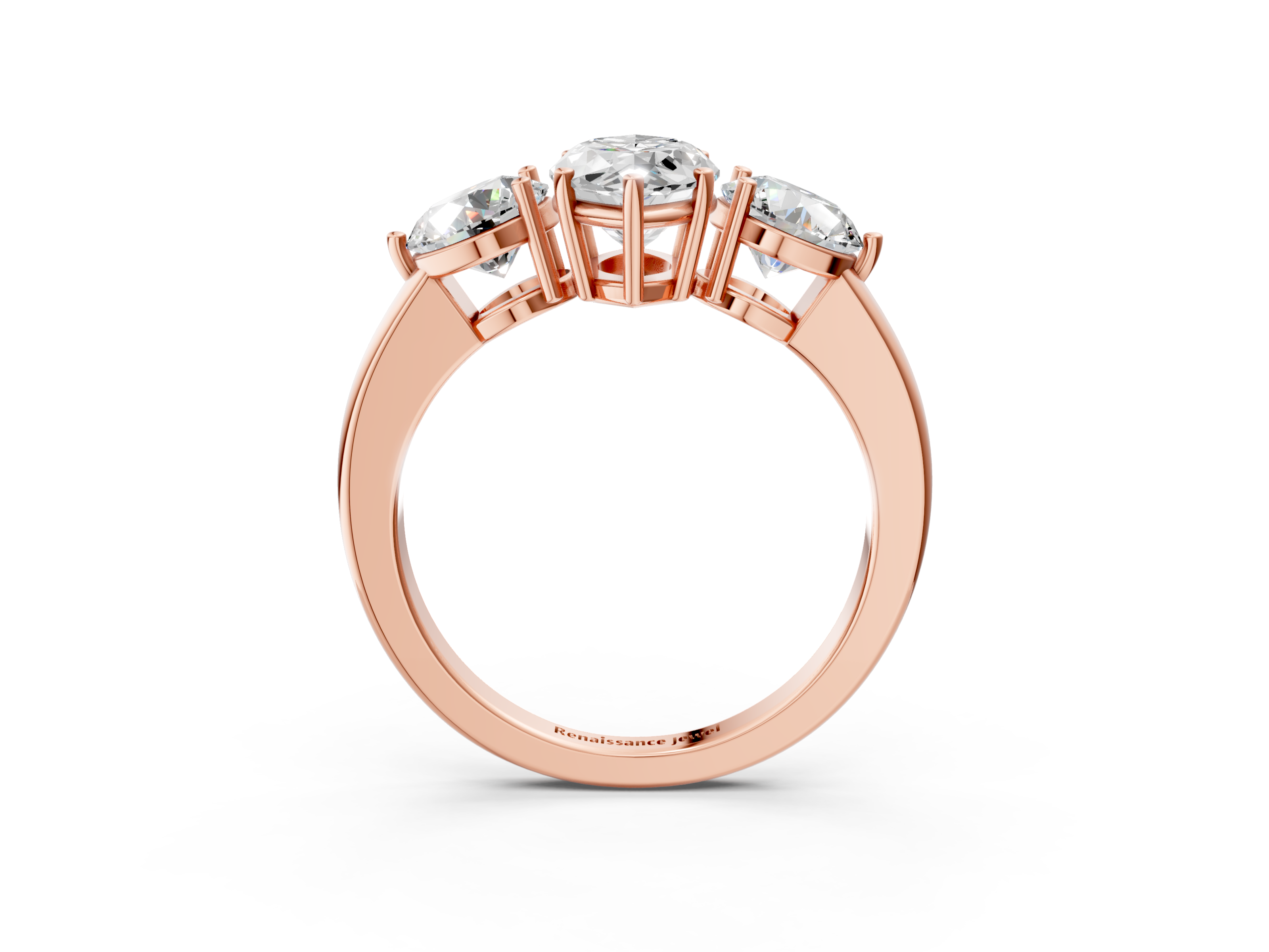 Rose gold Three-Stone Marquise Cut Solitaire Ring with Prong Setting on a Classic Band_63